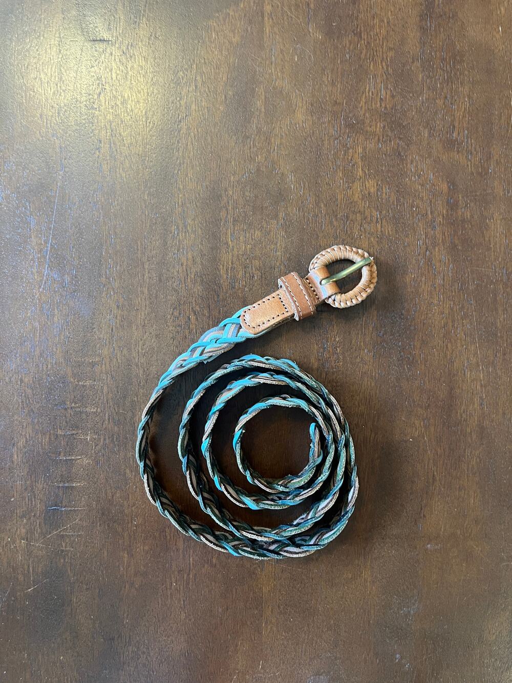 Live Love LOFT Brown and Blue Leather Weave Belt